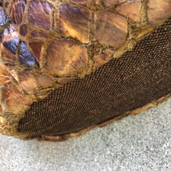 CONNIE GUNDERSON Ventura CA Designer Shoulder Purse Satchel Fuzzy Hand Bag Brown - Picture 10 of 16